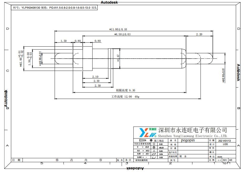 雙頭pin彈簧針插圖 雙頭pin彈簧針插圖